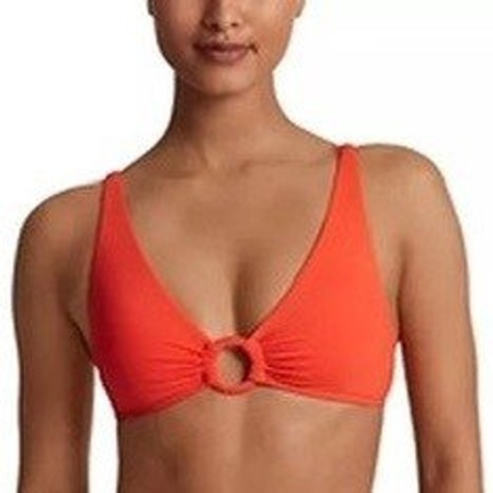 NWT Lauren Ralph Lauren Bikini Top Women Orange Ring Detail Triangle Size 4 $95
